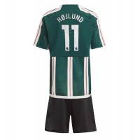 Camisa de time de futebol Manchester United Rasmus Hojlund #11 Replicas 2º Equipamento Infantil 2023-24 Manga Curta (+ Calças curtas)